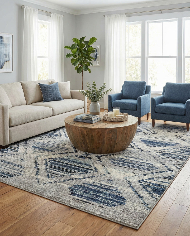 Marrakech Mosaic Collection Area Rug -  Atlas Rectangle Blue Gray  lifestyle 3