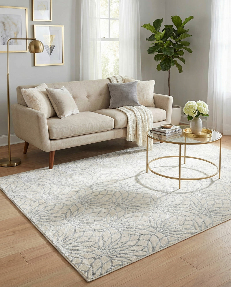 Hollywood Luxe Collection Area Rug -  Rodeo Rectangle White Silver  lifestyle 44