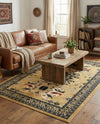 Tabriz Tapestries Collection Area Rug - Azerbaijan (Cream) Rectangle Cream  lifestyle 19