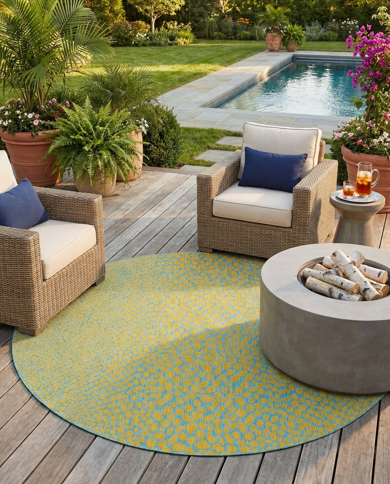 Urban Oasis Rugs Collection Area Rug -  Terrace (Yellow and Aqua) Round Yellow and Aqua  lifestyle 18