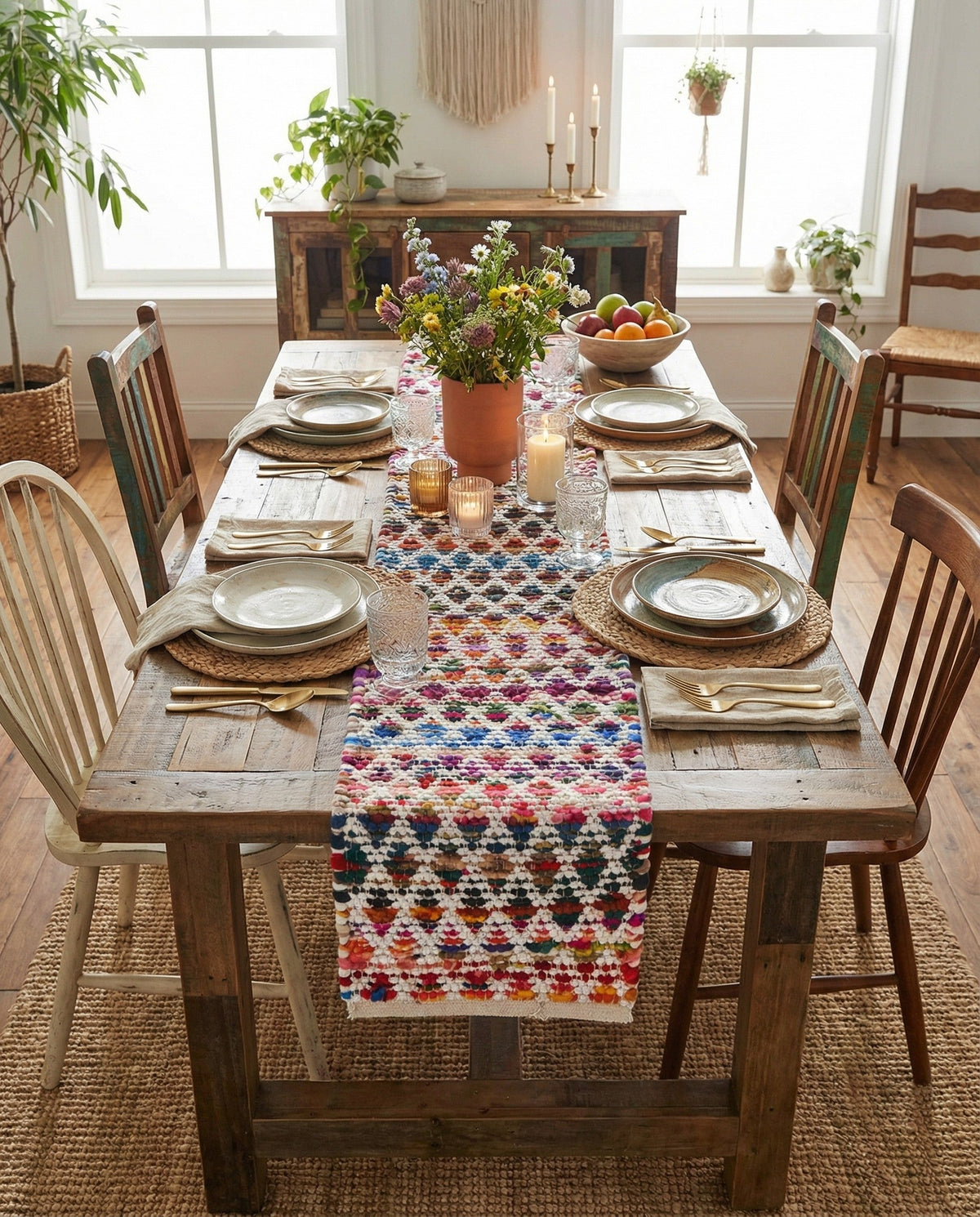 Woven Udaipur Collection Area Rug - Howrah Table Runner Multi  lifestyle 35