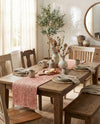 Woven Seaside Jute Collection Area Rug - Savannah (Light Pink) Table Runner Light Pink  lifestyle 45