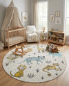 Wonder Tykes Collection Area Rug -  Spatter Round Ivory  lifestyle 43