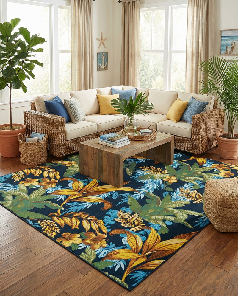 Seaside Blooms Collection Area Rug -  Grove Rectangle Multi  lifestyle 31