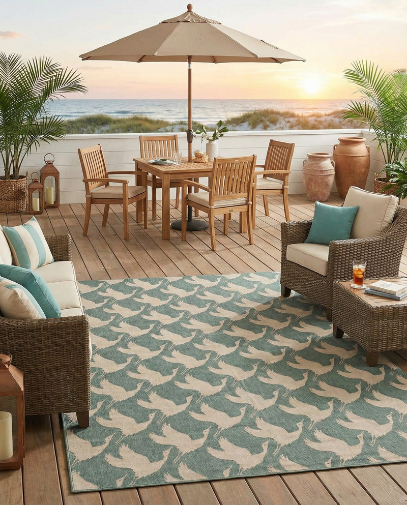 Seaside Haven Rugs Collection Area Rug -  Pelican Rectangle Stone Blue  lifestyle 8