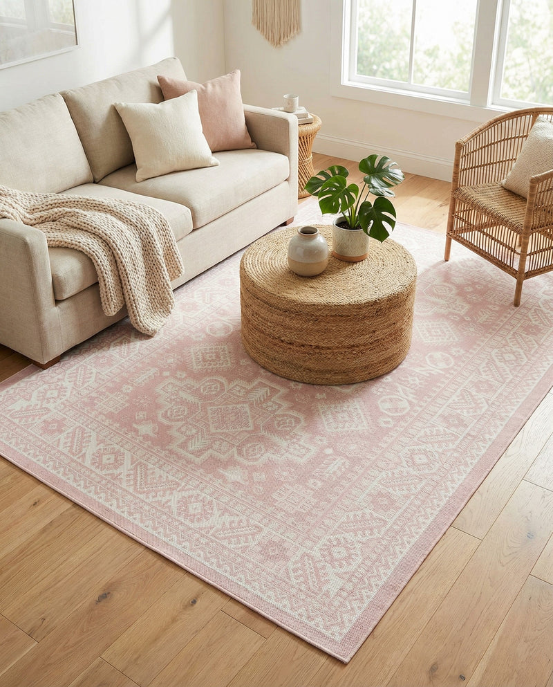 Tribal Terrace Treasures Collection Area Rug -  Incan Isle (Pink) Rectangle Pink  lifestyle 12