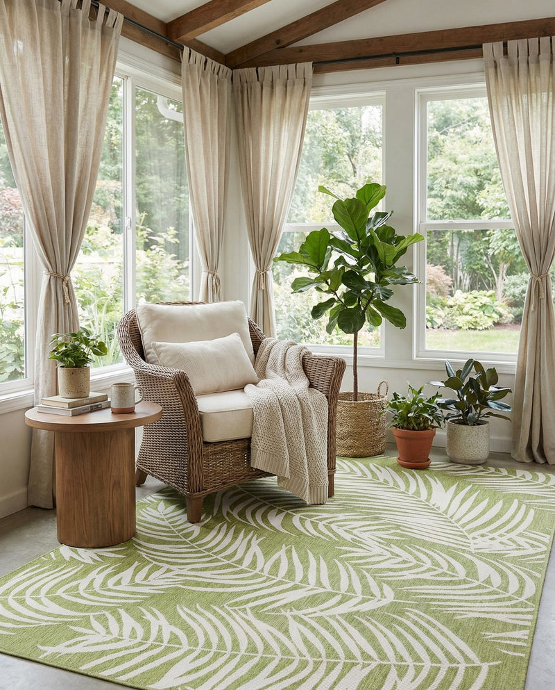Seaside Blooms Collection Area Rug - Verdure (Green) Rectangle Green  lifestyle 21