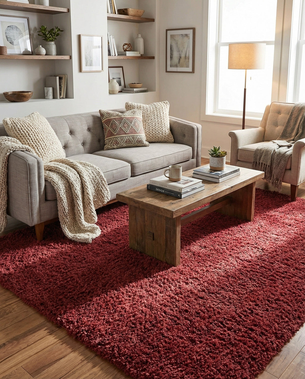 Alpine Plush Collection Area Rug -  Cortina (Poppy) Square Poppy  lifestyle 37