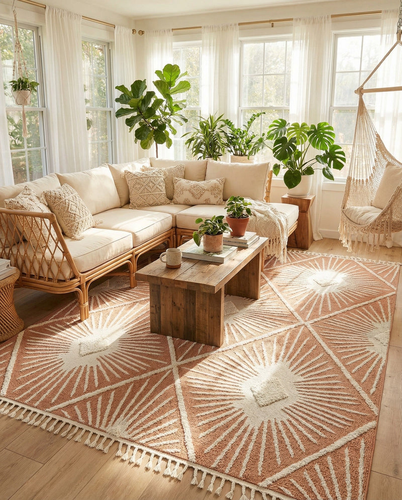 Sahara Chic Collection Area Rug - Marrakech Rectangle Rust Red  lifestyle 25