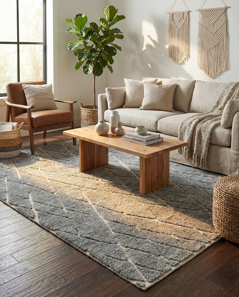 Sahara Berber Wool Collection Area Rug - Marrakesh Rectangle Silver Gray  lifestyle 12