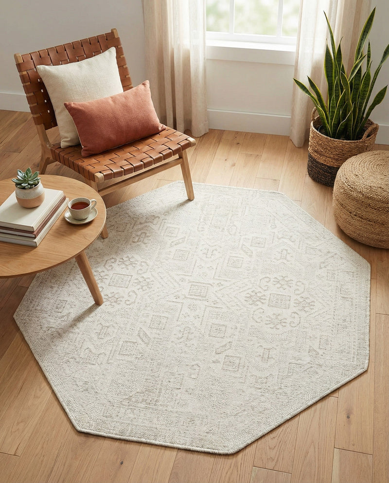 Tribal Terrace Treasures Collection Area Rug - Mayan Marina (Light Gray) Octagon Light Gray  lifestyle 42