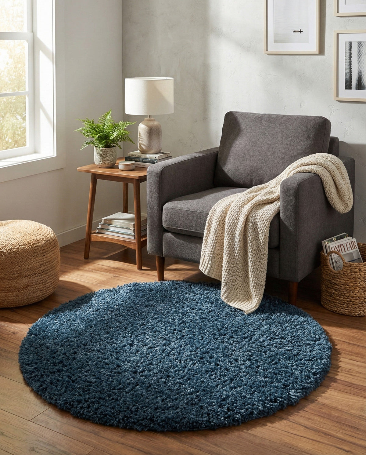 Alpine Plush Collection Area Rug - Verbier Round Dblue  lifestyle 61