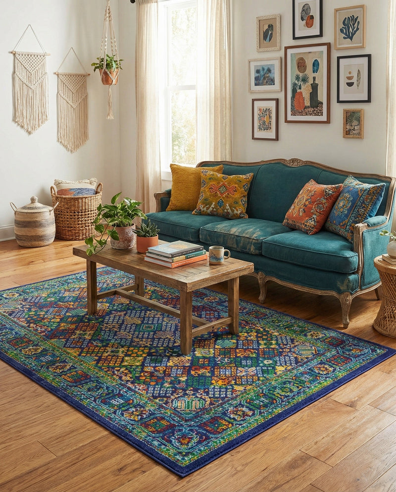 Caribbean Cove Collection Area Rug -  Mustique Rectangle Navy Blue  lifestyle 39