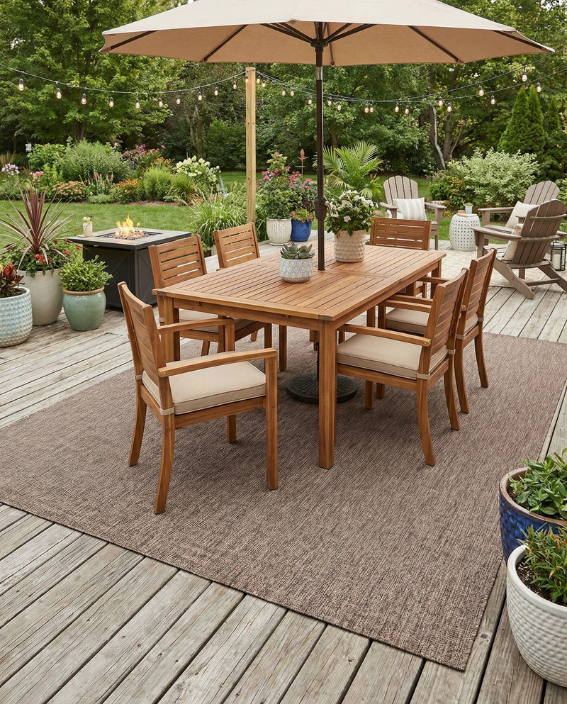Seaside Serenity Collection Area Rug - Veranda (Light Brown) Rectangle Light Brown  lifestyle 6