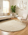 Cozy Comfort Shag Collection Area Rug - Haven (Oatmeal Beige) Round Oatmeal Beige  lifestyle 47
