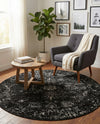Riviera Elegance Collection Area Rug - Antibes (Black) Round Black  lifestyle 75