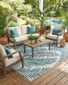 Seaside Blooms Collection Area Rug - Verdure (Teal Ivory) Rectangle Teal Ivory  lifestyle 13