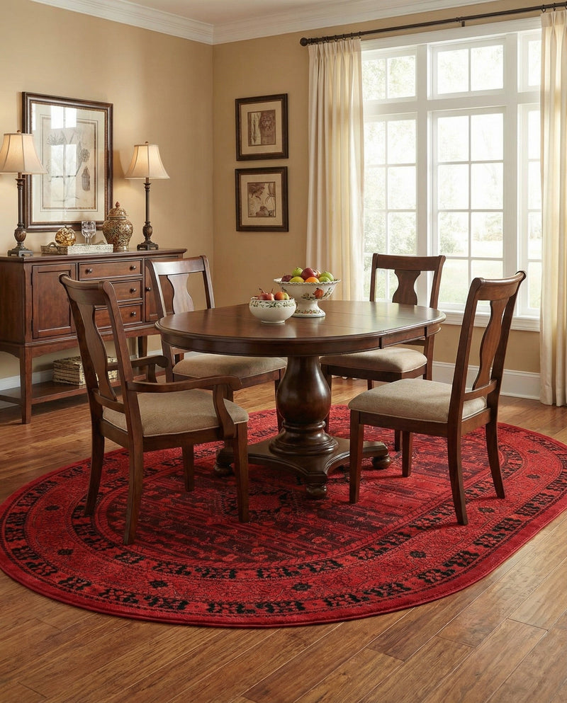 Samarkand Elegance Collection Area Rug -  Zarafshan Oval Red  lifestyle 70