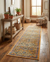 Seville Stripes Collection Area Rug -  Malaga (Yellow) Runner Yellow  lifestyle 30
