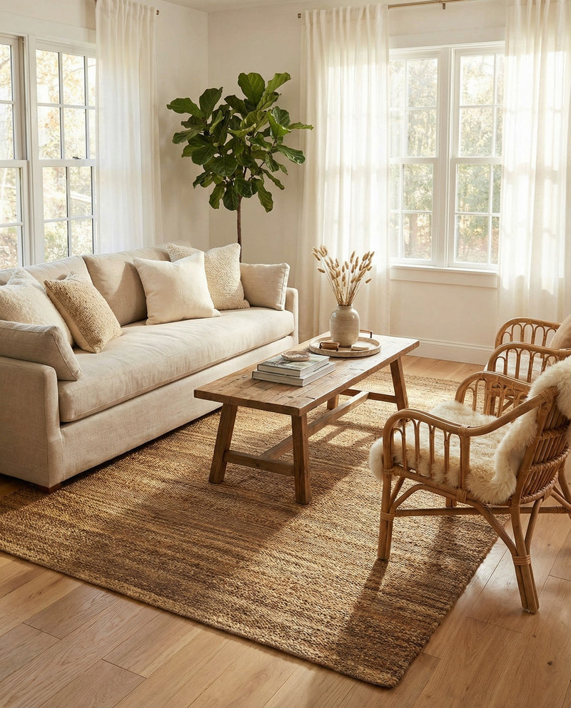 Coastal Haven Jute Collection Area Rug - Malibu Rectangle Sepia Brown  lifestyle 26
