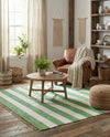 Tassel Trail Collection Area Rug - Pathway (Green and Ivory) Square Green and Ivory  lifestyle 57