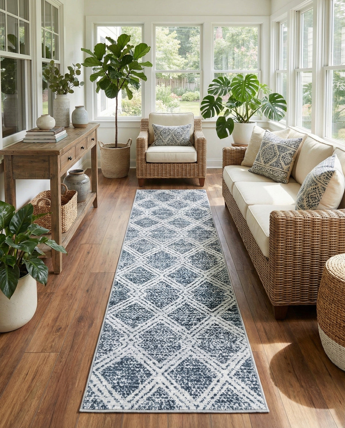 Aegean Elegance Washables Collection Area Rug -  Tinos Runner Ivory  lifestyle 203