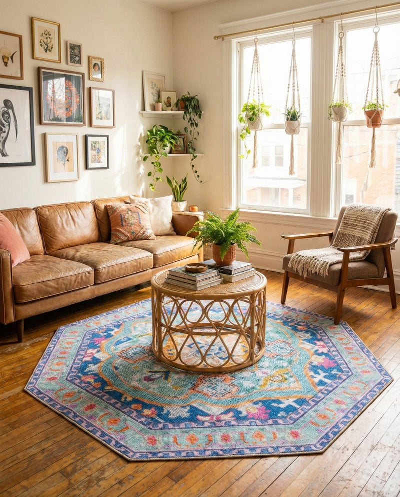 Heritage Elegance Collection Area Rug -  Taj Octagon Blue  lifestyle 37