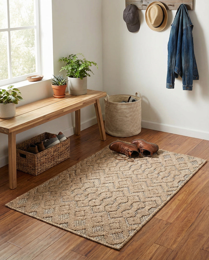 Garden Lattice Charm Collection Area Rug -  Pergola (Beige) Rectangle Beige  lifestyle 6