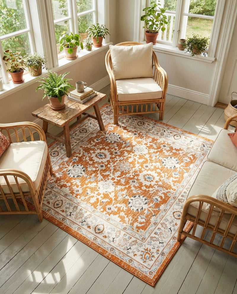 Savannah Elegance Collection Area Rug - Augusta (Rust Red) Square Rust Red  lifestyle 34