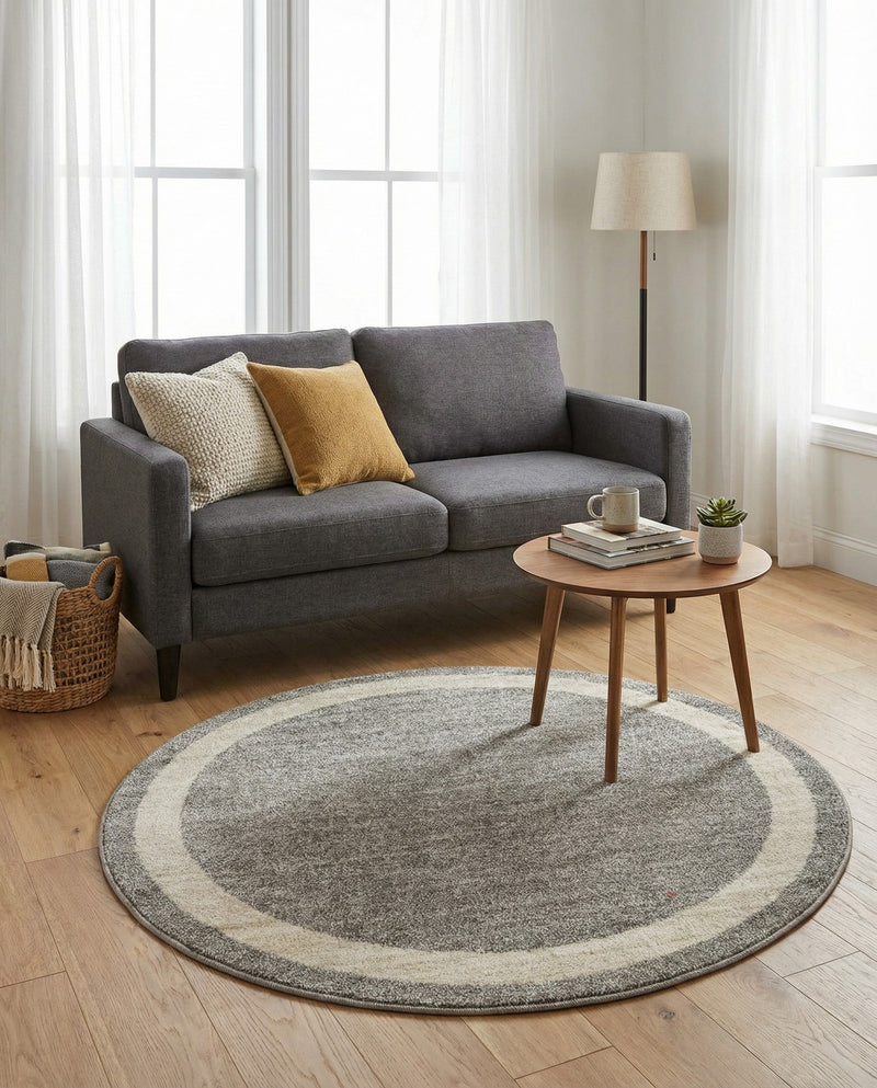 Studio Haven Collection Area Rug -  Alcove (Gray) Round Gray  lifestyle 56