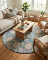 Seville Stripes Collection Area Rug -  Cordoba (Blue) Round Blue  lifestyle 61