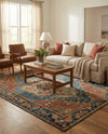Patio Heritage Collection Area Rug -  Grove Rectangle Navy Blue and Rust Red  lifestyle 10
