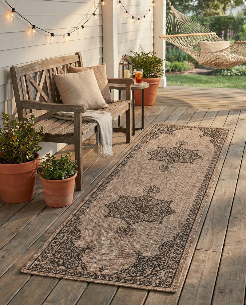Patio Heritage Collection Area Rug -  Charleston (Beige) Runner Beige  lifestyle 67