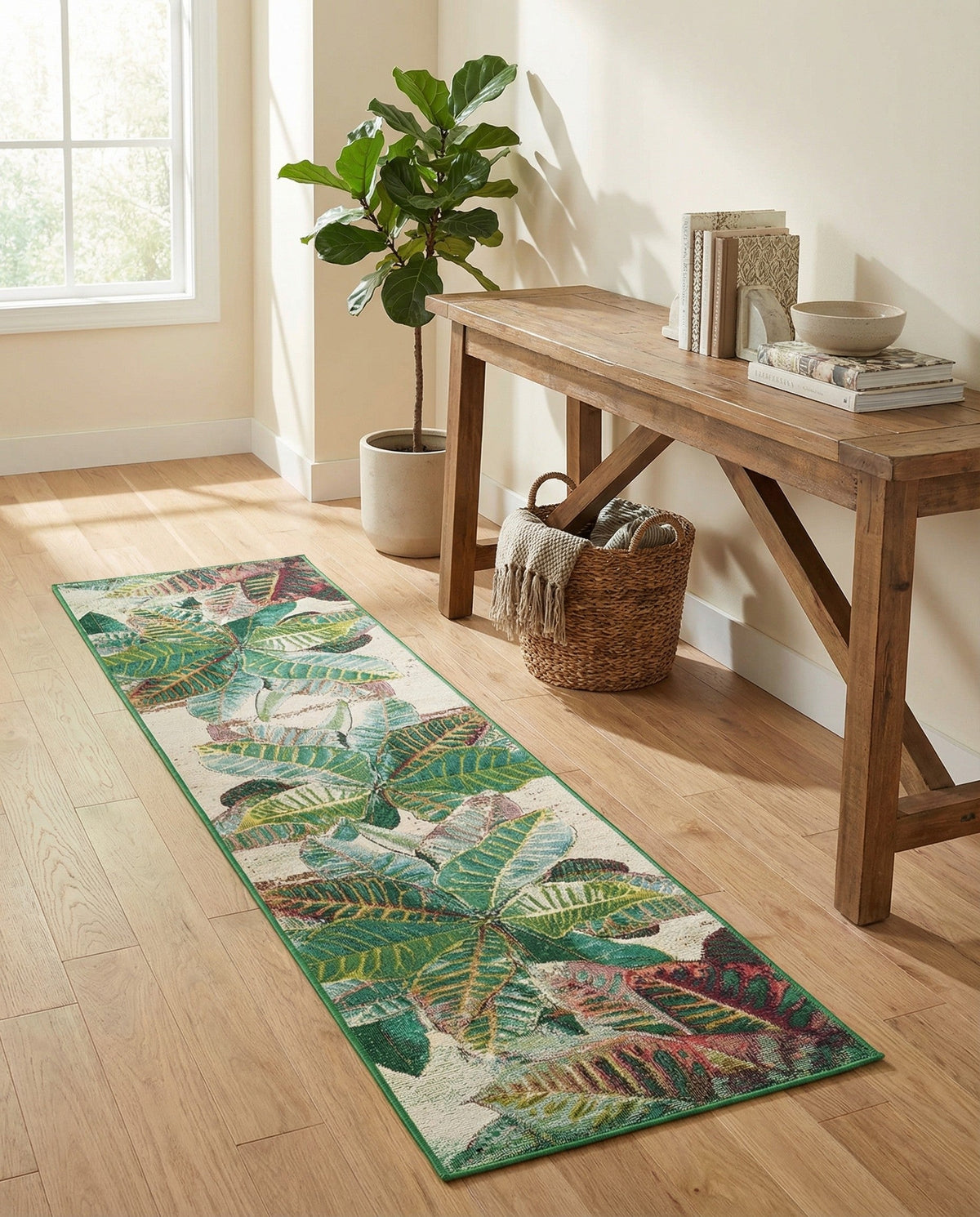 Seaside Blooms Collection Area Rug -  Fern Runner Multi  lifestyle 131