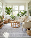 Heritage Elegance Collection Area Rug -  Windsor (Gray) Square Gray  lifestyle 48