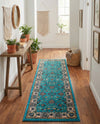 Casablanca Tapestry Collection Area Rug -  Marrakech (Arctic Aqua Blue) Runner Arctic Aqua Blue  lifestyle 37