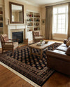 Samarkand Elegance Collection Area Rug -  Margilan (Black) Rectangle Black  lifestyle 11