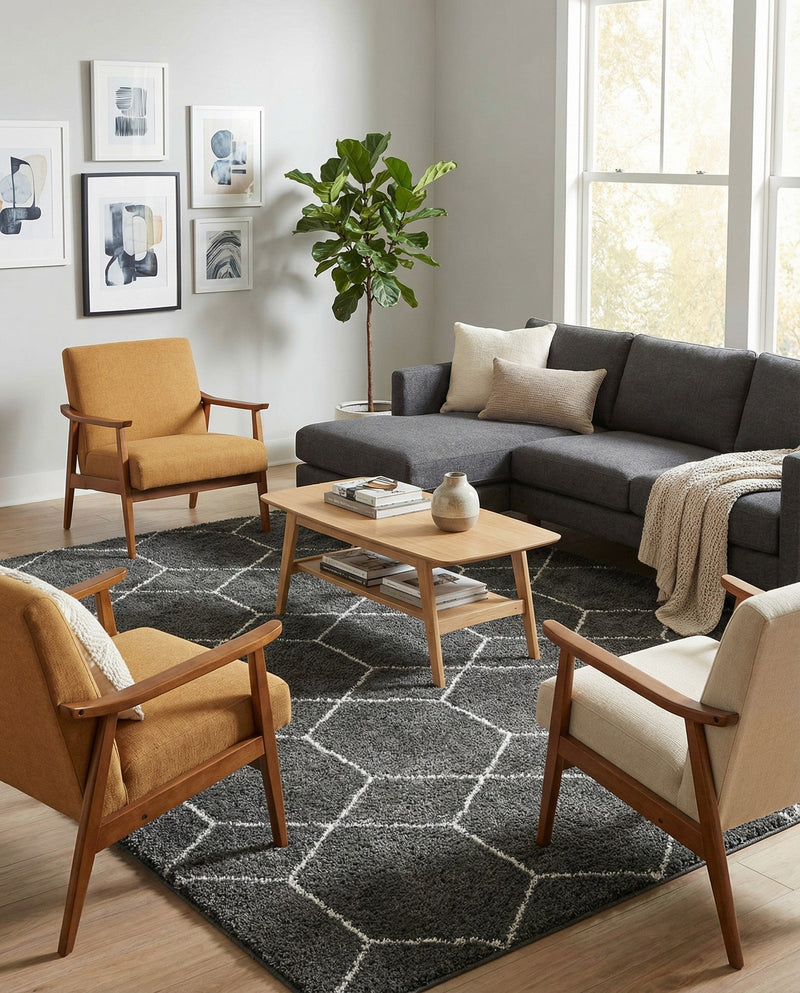 Trellis Mosaic Collection Area Rug - Arborville (Dark Gray) Rectangle Dark Gray  lifestyle 15