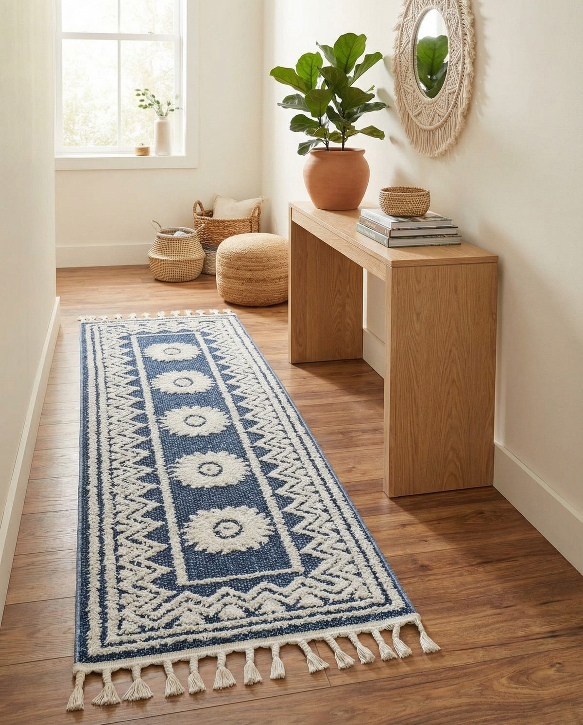 Sahara Chic Collection Area Rug -  Tangier Runner Blue  lifestyle 128