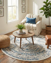 Savannah Elegance Collection Area Rug -  Tybee (Ivory Aqua) Round Ivory Aqua  lifestyle 71