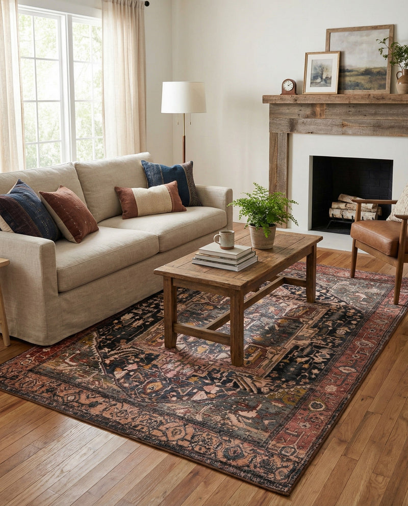 Casablanca Tapestry Collection Area Rug - Fes Rectangle Muted Rust  lifestyle 29