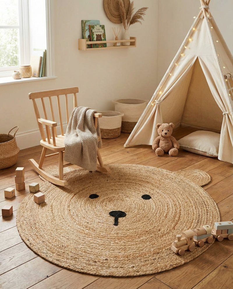 Playful Threads Jute Collection Area Rug - Tanglewood Round Natural  lifestyle 70
