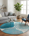 Urban Terrace Collection Area Rug -  Courtyard Round Blue and Ivory  lifestyle 50