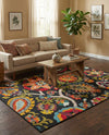 Outdoor Marrakesh Collection Area Rug - Fes Rectangle Multi Black  lifestyle 41