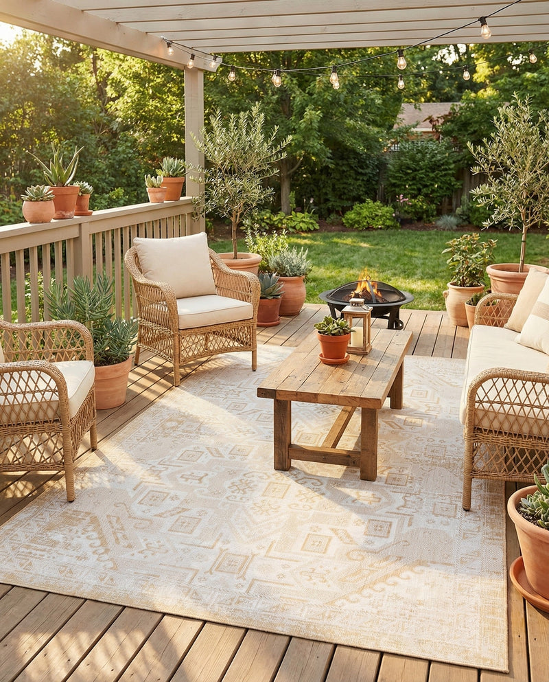 Tribal Terrace Treasures Collection Area Rug - Mayan Marina (Natural) Rectangle Natural  lifestyle 20