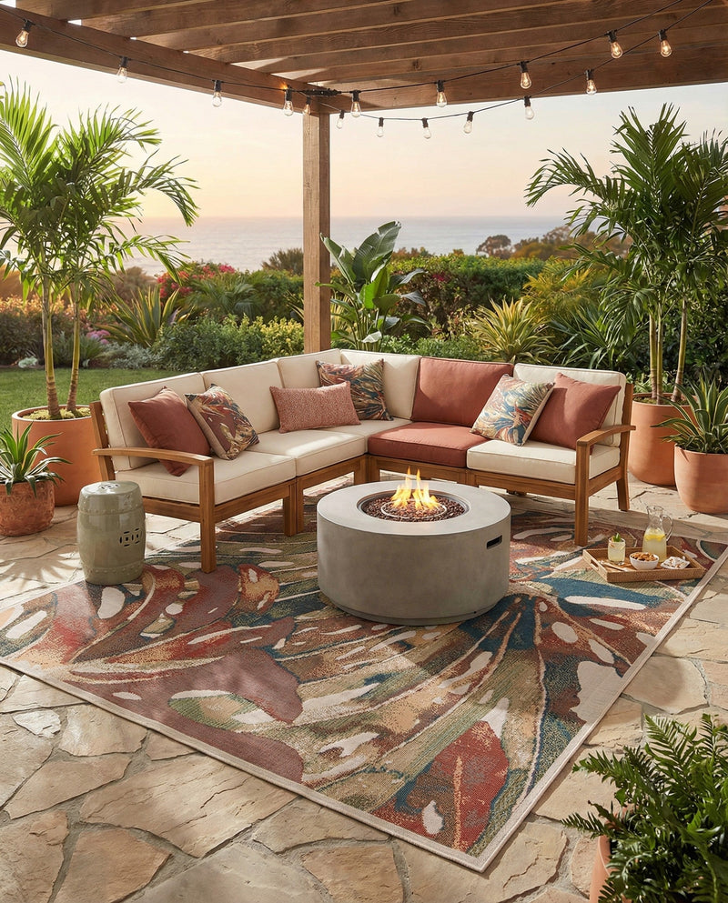 Coastal Terrace Collection Area Rug -  Wavecrest Rectangle Multi  lifestyle 5