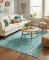 Brighton Stripes Collection Area Rug - Sussex (Light Blue) Rectangle Light Blue  lifestyle 16