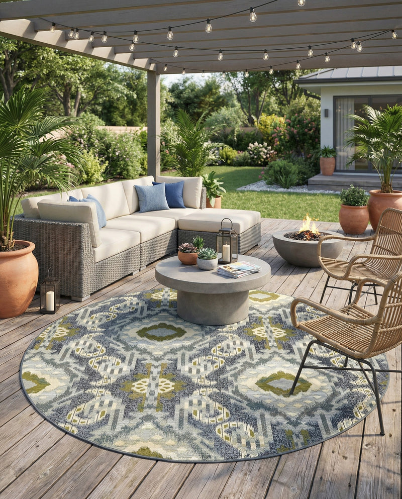 Urban Terrace Collection Area Rug -  Vista Round Blue  lifestyle 31