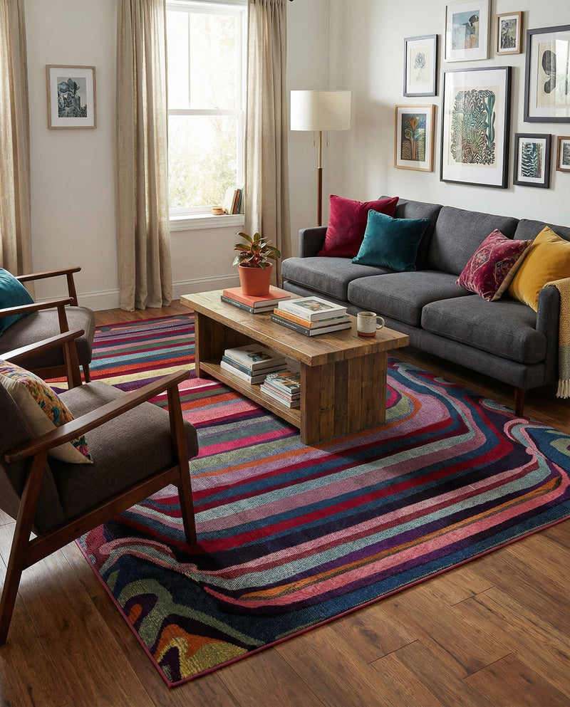 Chromatic Oasis Collection Area Rug -  Dapple Rectangle Multi  lifestyle 8
