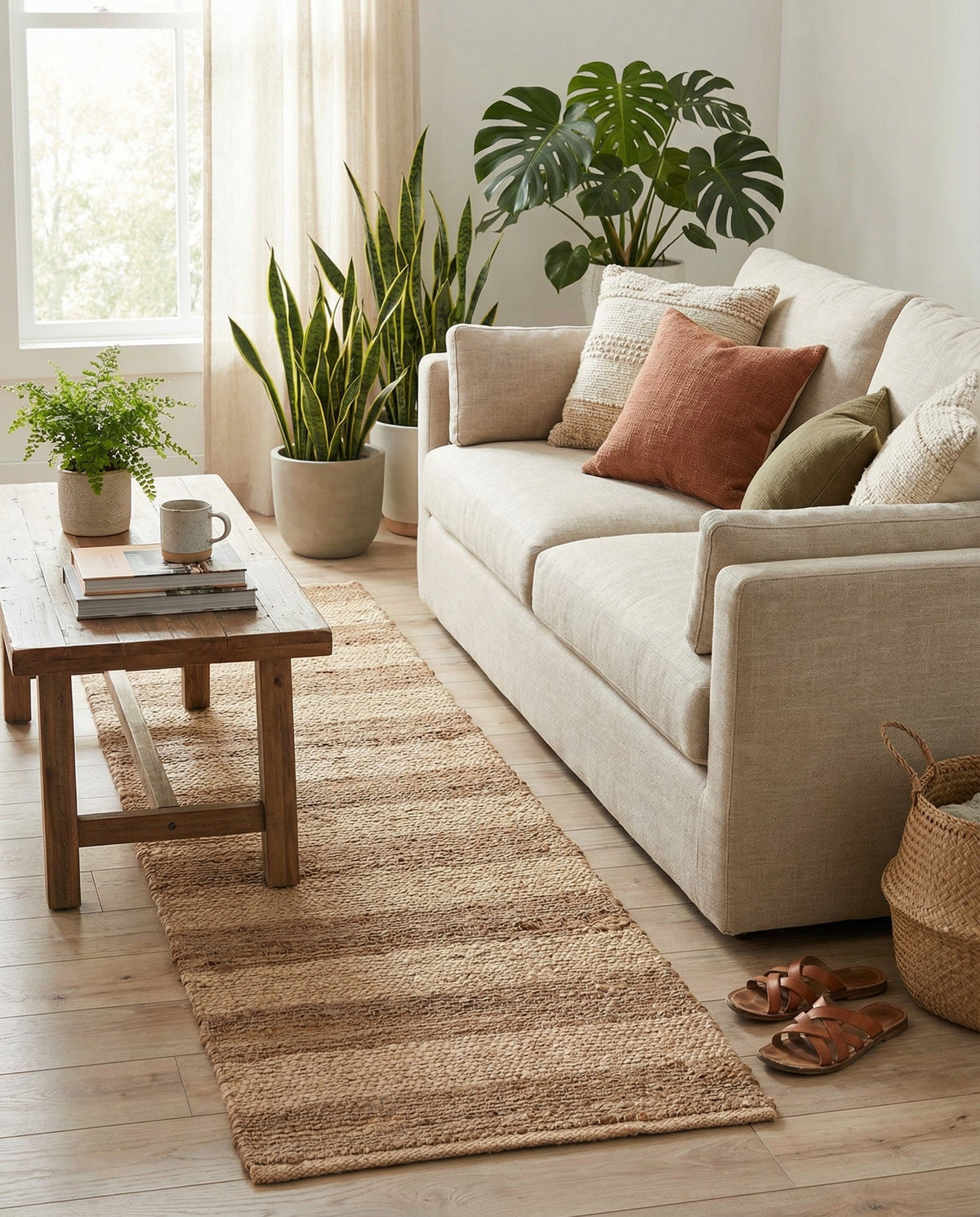 Woven Seaside Jute Collection Area Rug - Nantucket Runner Natural Ivory  lifestyle 76
